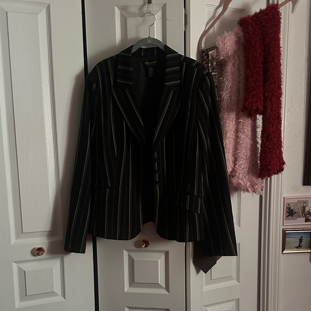 Women's Black Striped Blazer